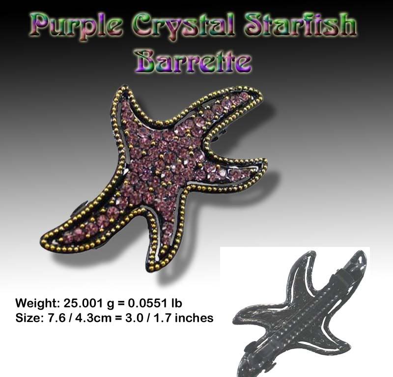 Purple Crystal Starfish Hair Barrette - (item 320099801503 end time 