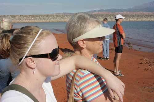 Abby and mum watching KB