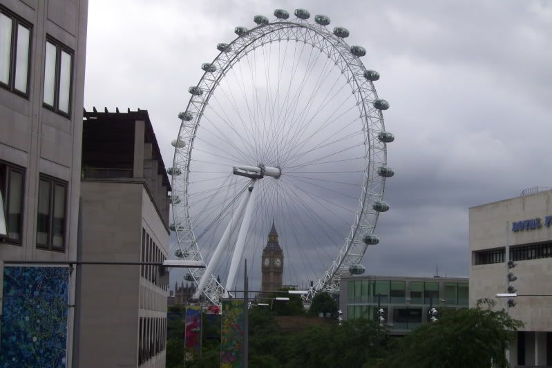 view of London Eye from Waterloo Bridge