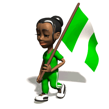 girl walking with nigerian flag