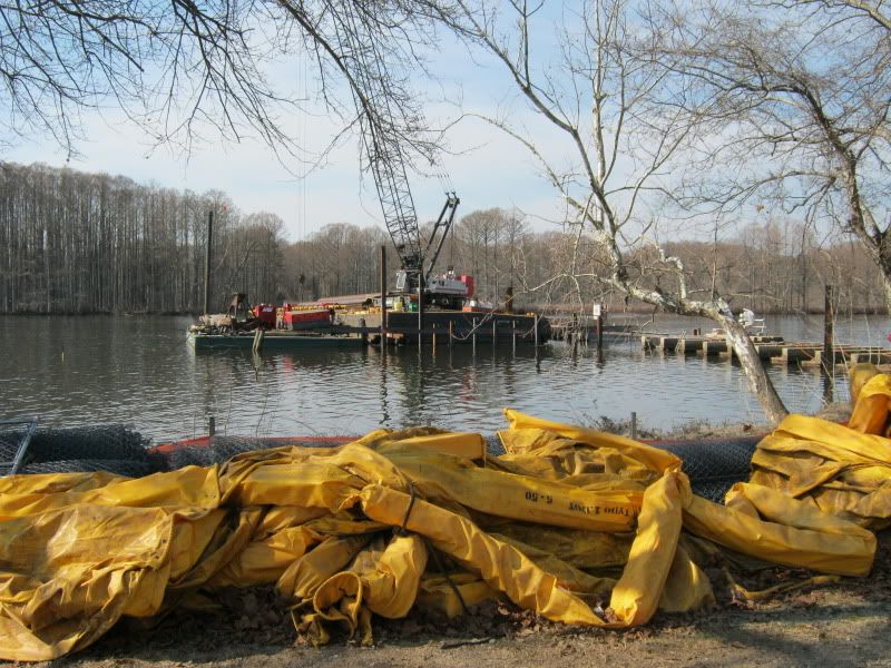 Progress being made on Walkers Dam, Chick River at Rockahock. Tidal