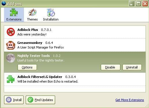 FF 2.0 Addons Manager