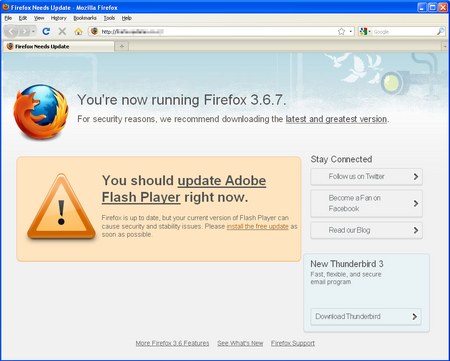 Fake Firefox Update Screen
