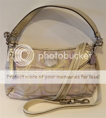 NWT Coach SIS Lavender & Gold Plaid Signature Demi Crossbody with ID 